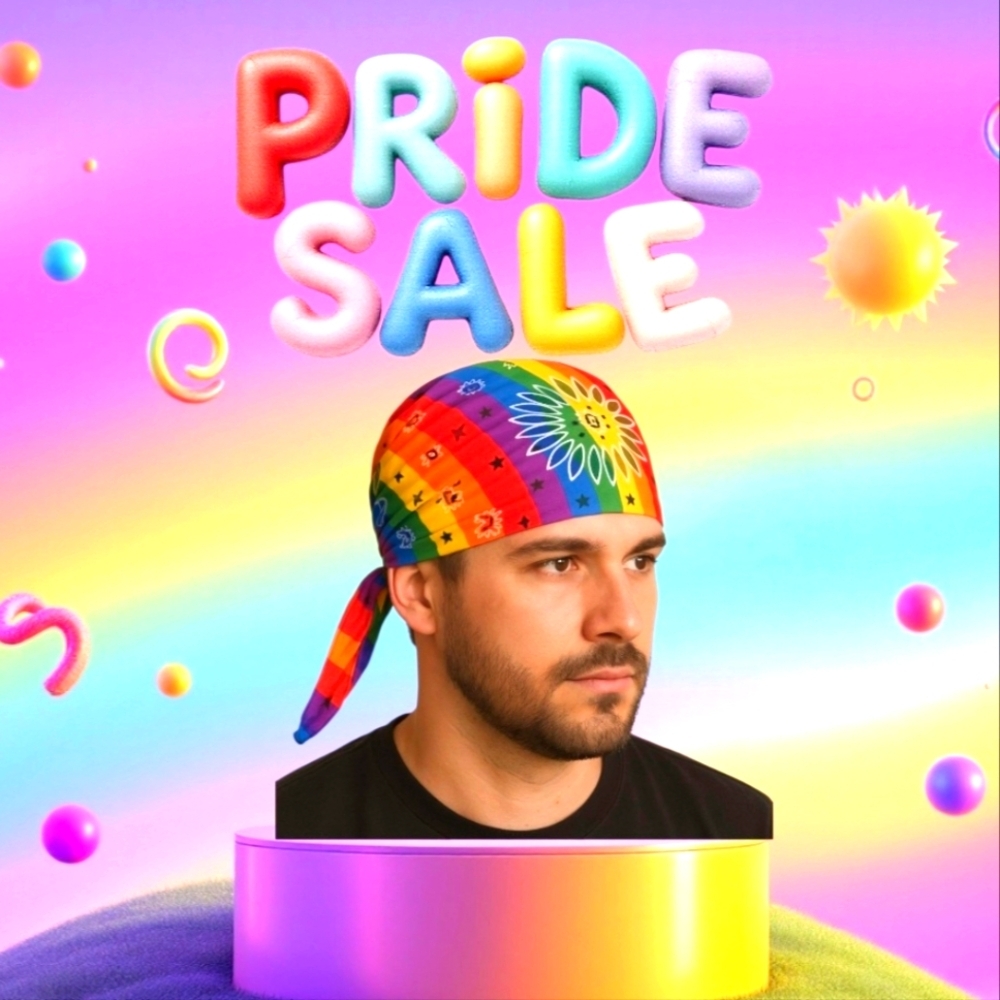 Bandana Hair Accessories Rainbow multicolored LGBTQIA+ Pride Square shaped - Picture 3 of 17